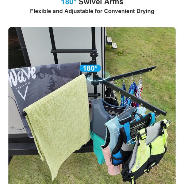 RV Aluminum Clothes Drying Rack Ladder Mounted
