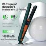 Cordless Hair Straightener, 10000mAh Rechargeable Flat Iron Portable Travel Straightener（Dark Green Combined With Hermès Orange） - Image 2