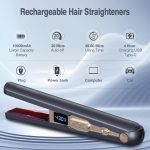 Cordless Hair Straightener, 10000mAh Rechargeable Flat Iron Portable Travel Straightener（Dark Blue + Gold） - Image 6