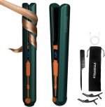 Cordless Hair Straightener, 10000mAh Rechargeable Flat Iron Portable Travel Straightener（Dark Green Combined With Hermès Orange） - Image 3