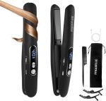 Mini Cordless Hair Straightener and Curler 2 in 1, Mini Portable Flat Iron Adjustable 350°F-420°F Travel Hair Straighteners LED Display（Black） - Image 6