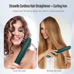 Cordless Hair Straightener, 10000mAh Rechargeable Flat Iron Portable Travel Straightener（Dark Green Combined With Hermès Orange） - Image 6