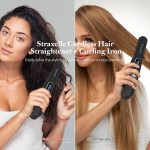 Mini Cordless Hair Straightener and Curler 2 in 1, Mini Portable Flat Iron Adjustable 350°F-420°F Travel Hair Straighteners LED Display（Black） - Image 8