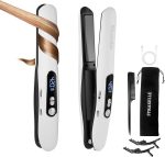 Mini Cordless Hair Straightener and Curler 2 in 1, Mini Portable Flat Iron Adjustable 350°F-420°F Travel Hair Straighteners LED Display/5000mAh（White）） - Image 7