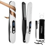 Mini Cordless Hair Straightener and Curler 2 in 1, Mini Portable Flat Iron Adjustable 350°F-420°F Travel Hair Straighteners LED Display/5000mAh（White））