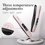 Mini Cordless Hair Straightener and Curler 2 in 1, Mini Portable Flat Iron Adjustable 350°F-420°F Travel Hair Straighteners LED Display/5000mAh（Pink） - Image 8