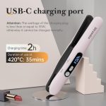 Mini Cordless Hair Straightener and Curler 2 in 1, Mini Portable Flat Iron Adjustable 350°F-420°F Travel Hair Straighteners LED Display/5000mAh（Pink） - Image 3