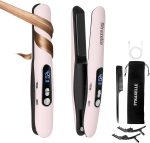 Mini Cordless Hair Straightener and Curler 2 in 1, Mini Portable Flat Iron Adjustable 350°F-420°F Travel Hair Straighteners LED Display/5000mAh（Pink） - Image 4