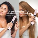 Mini Cordless Hair Straightener and Curler 2 in 1, Mini Portable Flat Iron Adjustable 350°F-420°F Travel Hair Straighteners LED Display/5000mAh（Pink） - Image 6