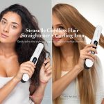 Mini Cordless Hair Straightener and Curler 2 in 1, Mini Portable Flat Iron Adjustable 350°F-420°F Travel Hair Straighteners LED Display/5000mAh（White）） - Image 6